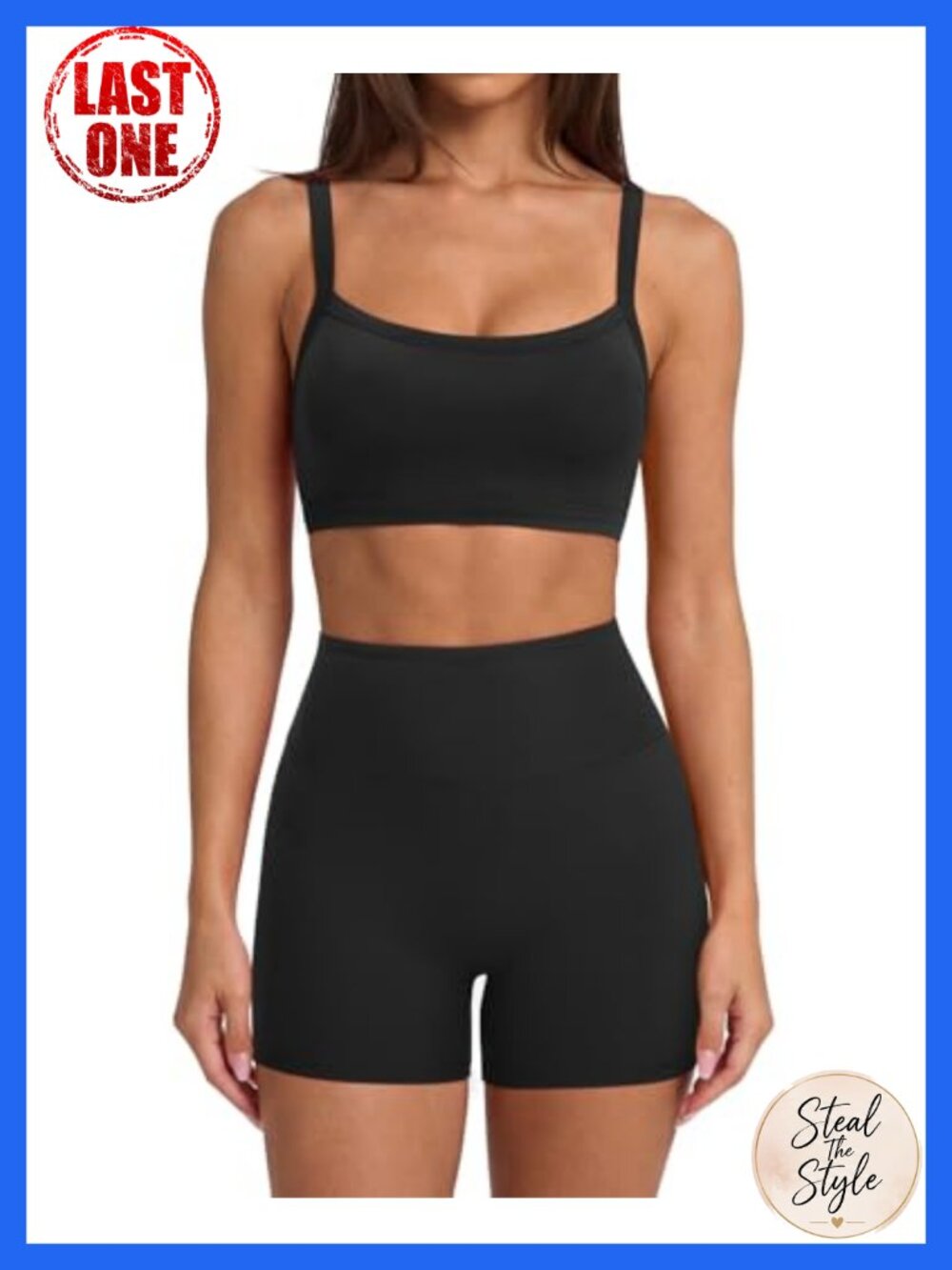 Women's Padded Sports Bra & Biker Shorts 2 Piece Athletic Set Nylon Spandex